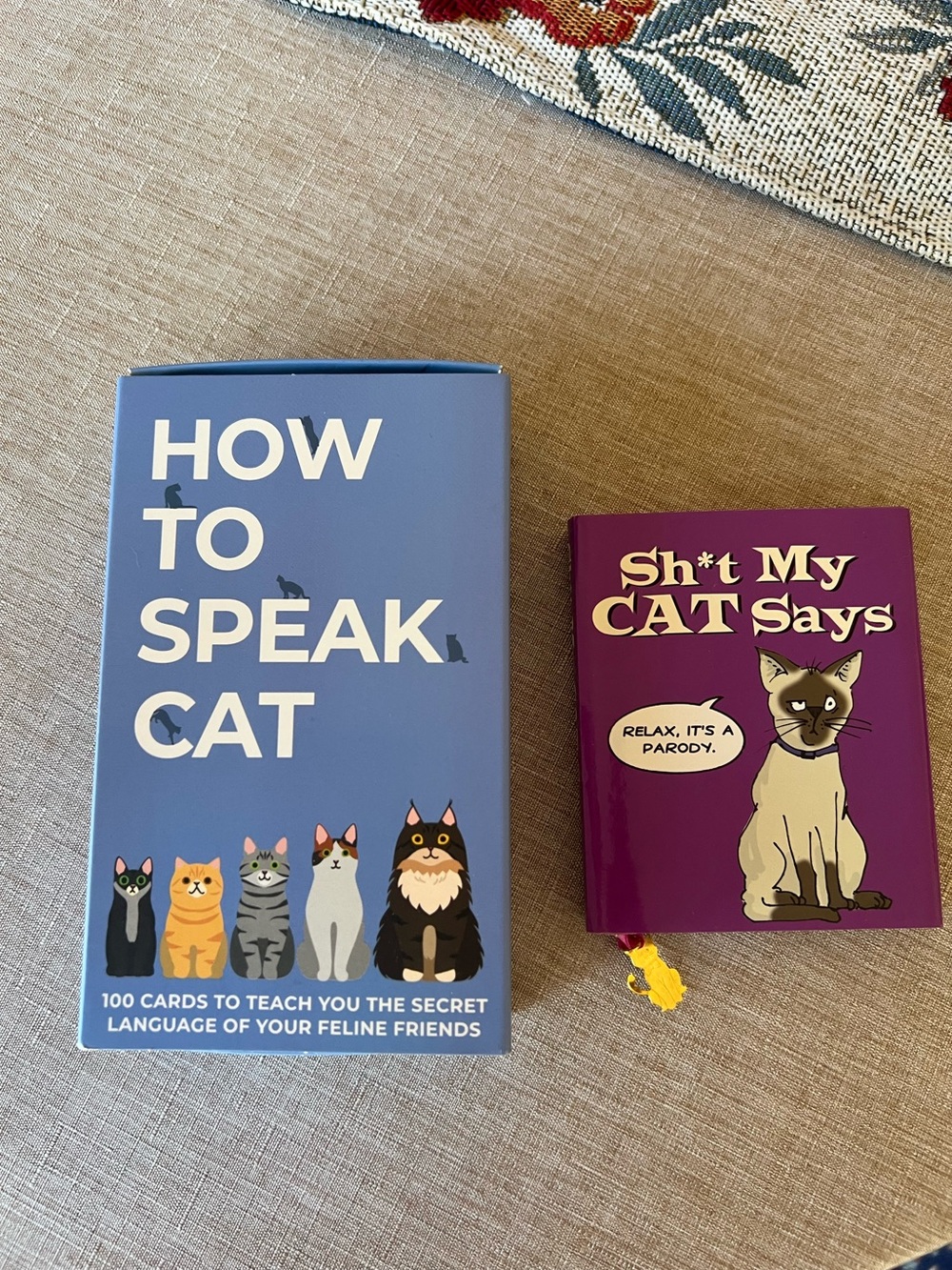 “How To Speak Cat” cards and mini cat book “Sh*t My Cat Says”